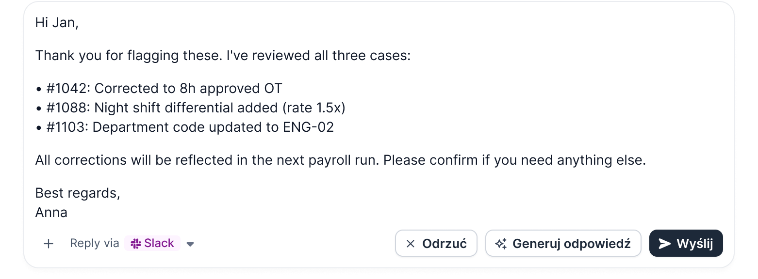 AI-drafted reply — approve before sending
